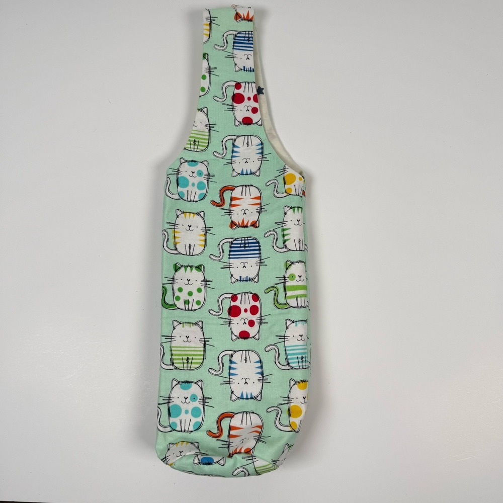 Handmade Fabric Wine Bottle‎ Holder Carrier Gift House Warming New Cats Kittens